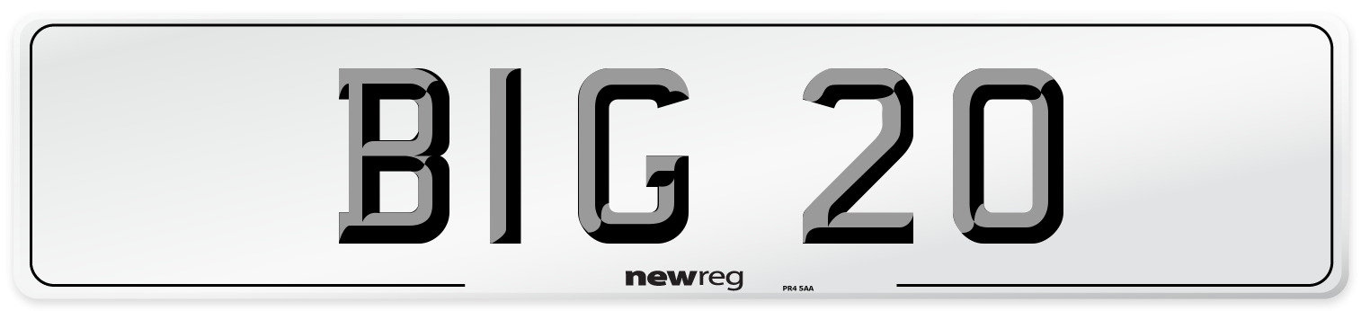 BIG 20 Number Plate from New Reg